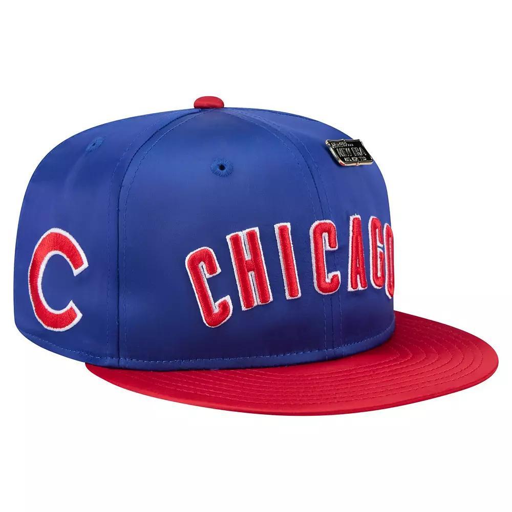 Men's New Era Royal/Red Chicago Cubs Satin 59FIFTY Fitted Hat,  Product Image