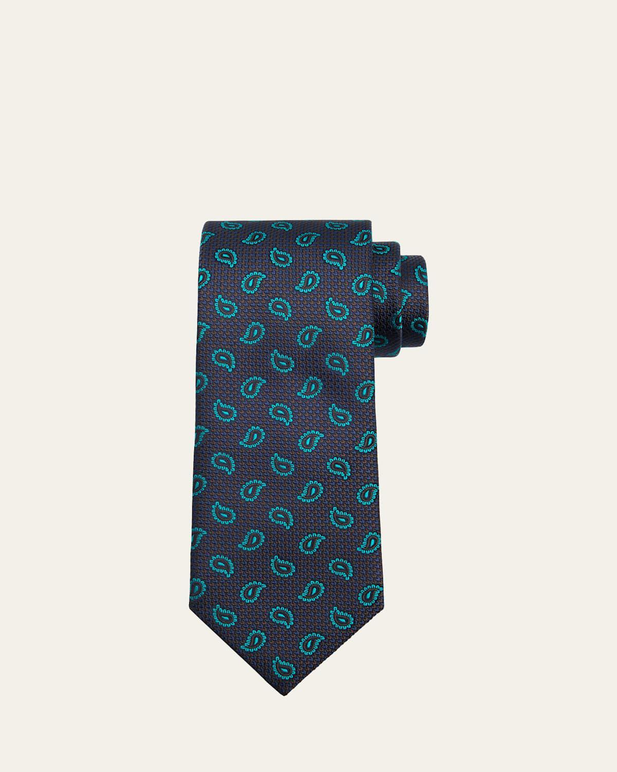 Mens Paisley Jacquard Silk Tie Product Image