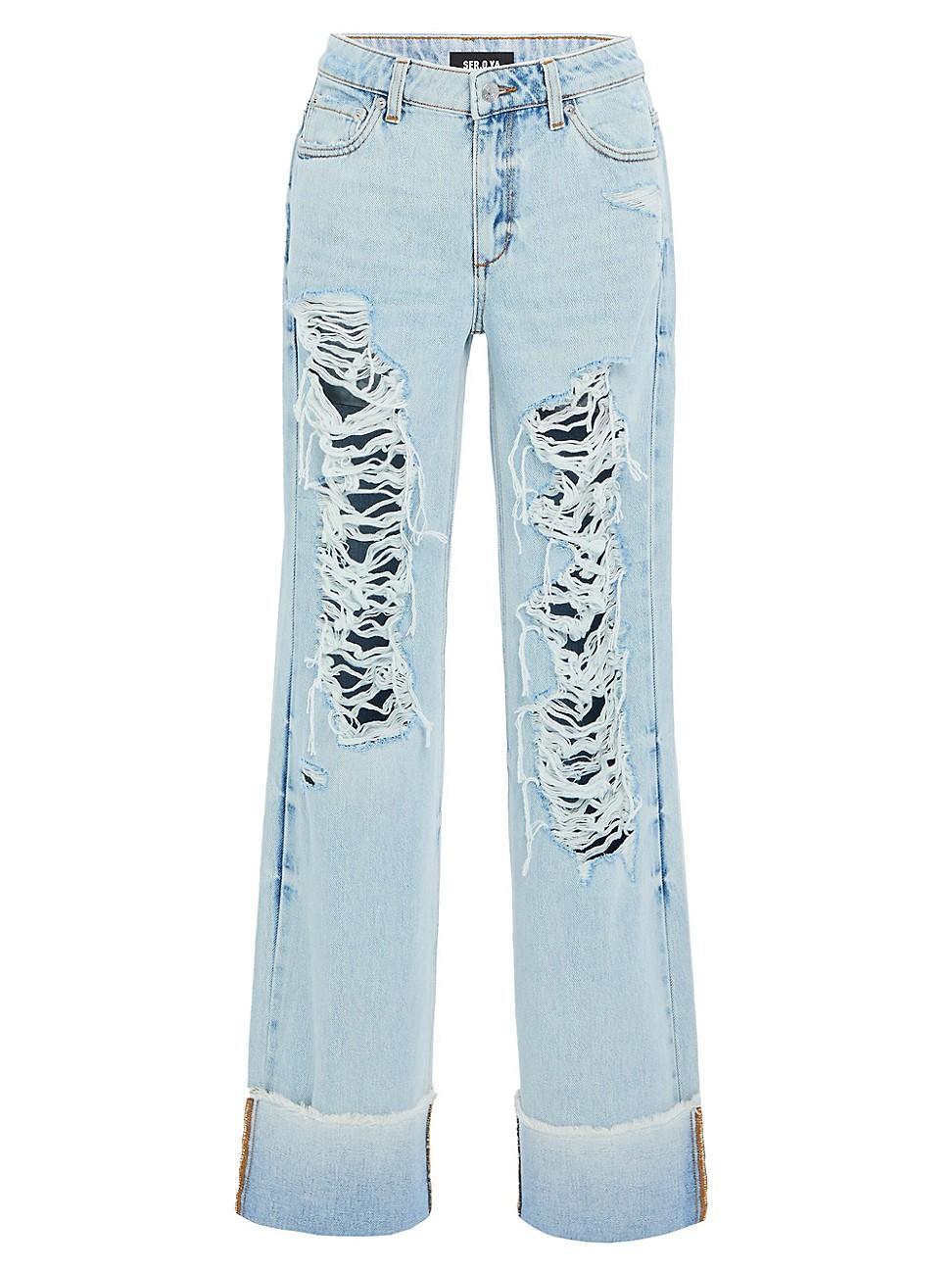 Womens Margot Cuffed Distressed Jeans Product Image