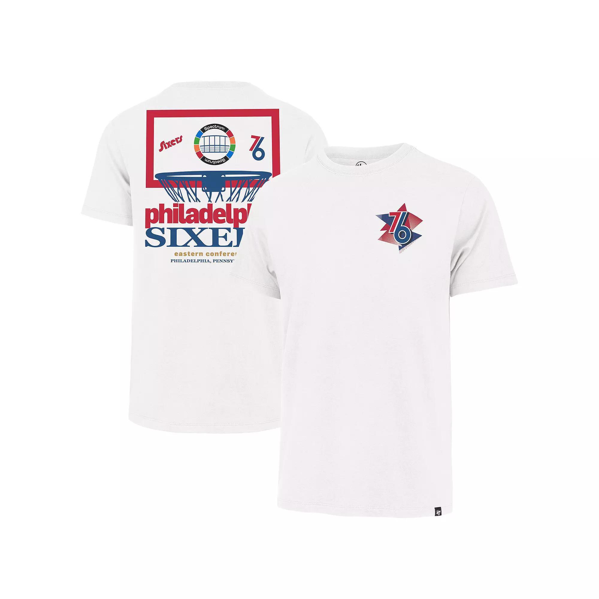 Men's '47  White Philadelphia 76ers City Edition Backboard T-Shirt, Size: Small, 76r White Product Image