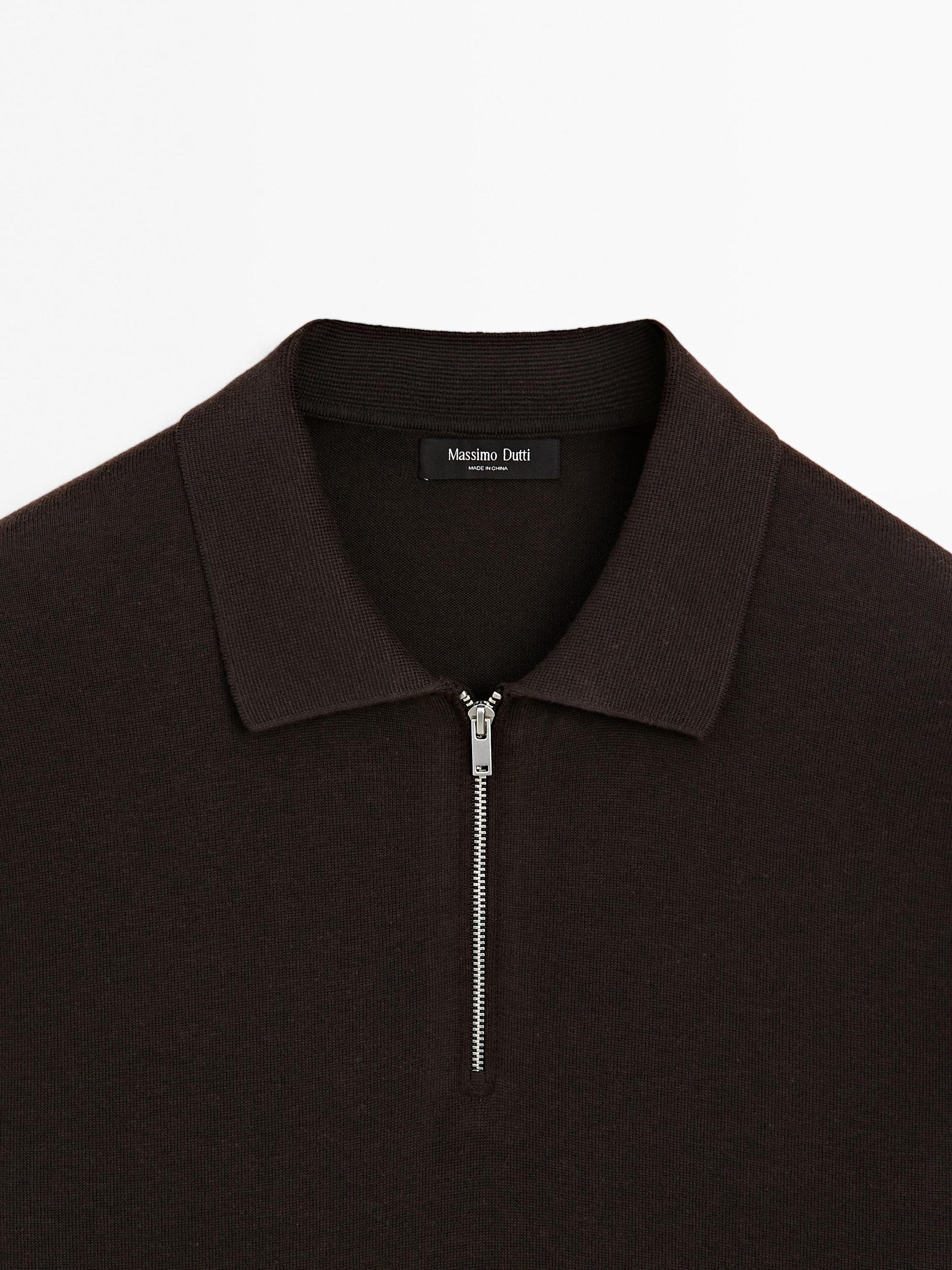 Knit polo sweater with zip Product Image