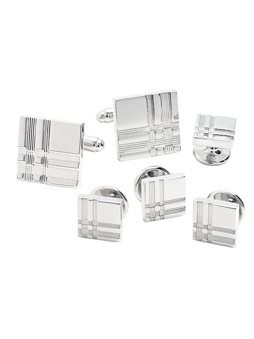 Mens Plaid Square Cufflinks Set Product Image