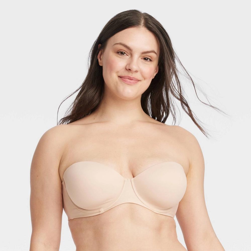 Womens Lightly Lined Strapless Bra - Auden Beige 36B Product Image