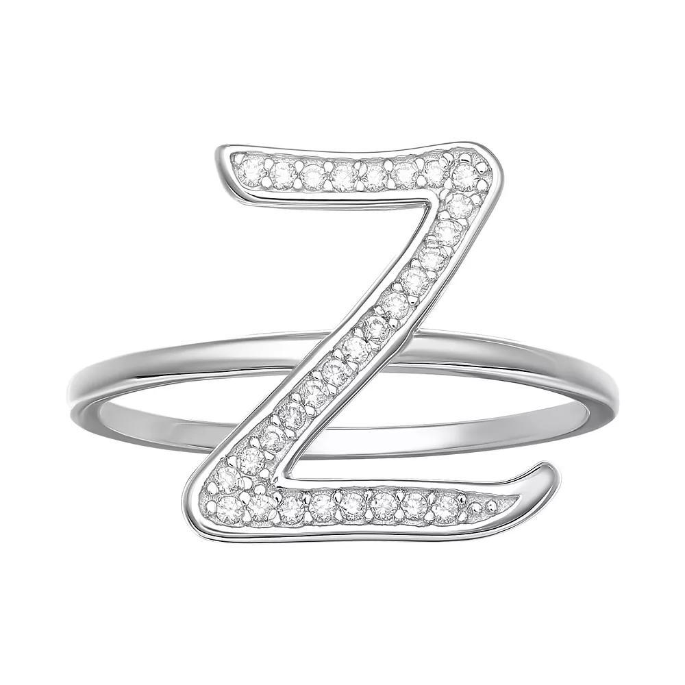 PRIMROSE Sterling Silver Cubic Zirconia Initial Ring, Women's, Size: 8, Sterling Silver X Product Image
