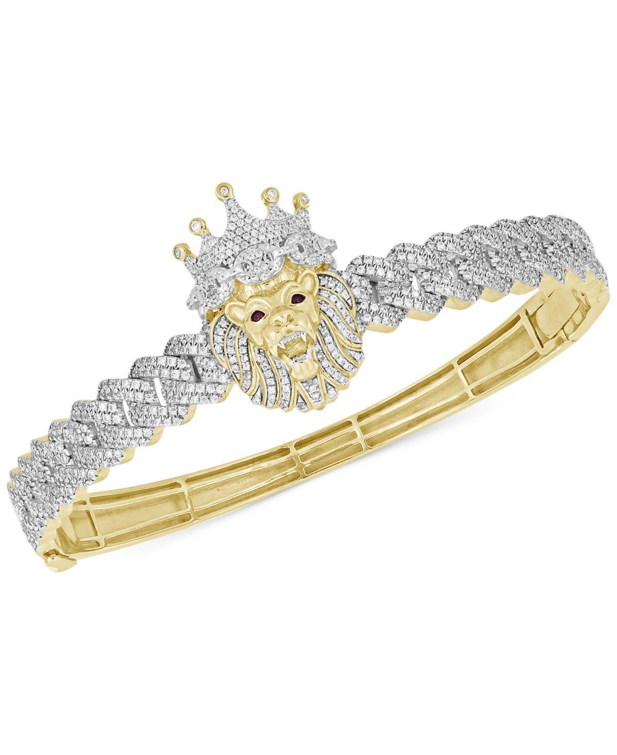 Mens Diamond Lion King Bangle Bracelet (1-1/2 ct. t.w.) in 10k Gold Product Image