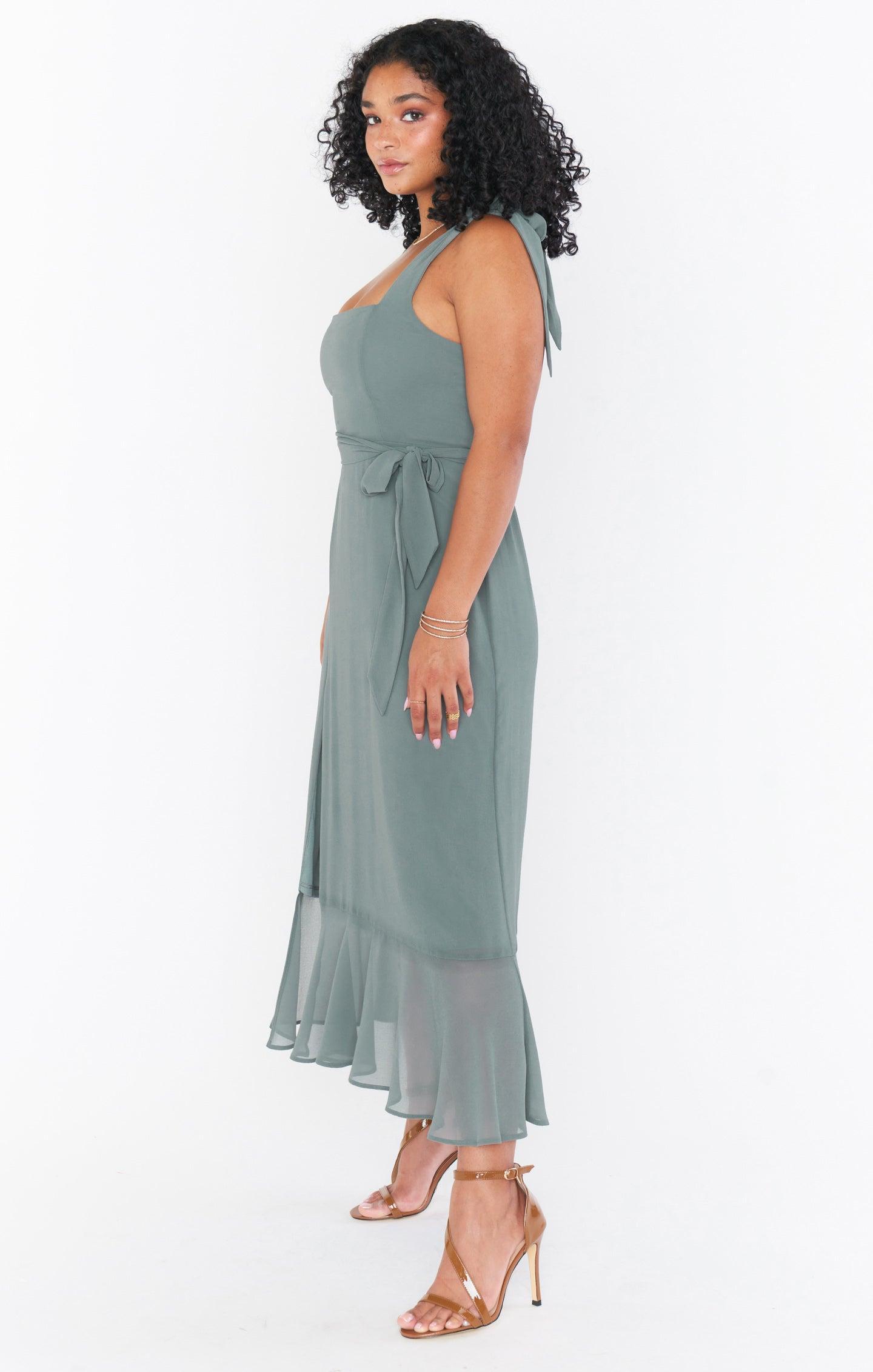 Claire Midi Dress ~ Deep Sage Chiffon Product Image