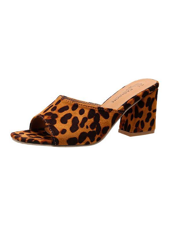 Leopard Open Toe Pumps Sandals Slippers Product Image