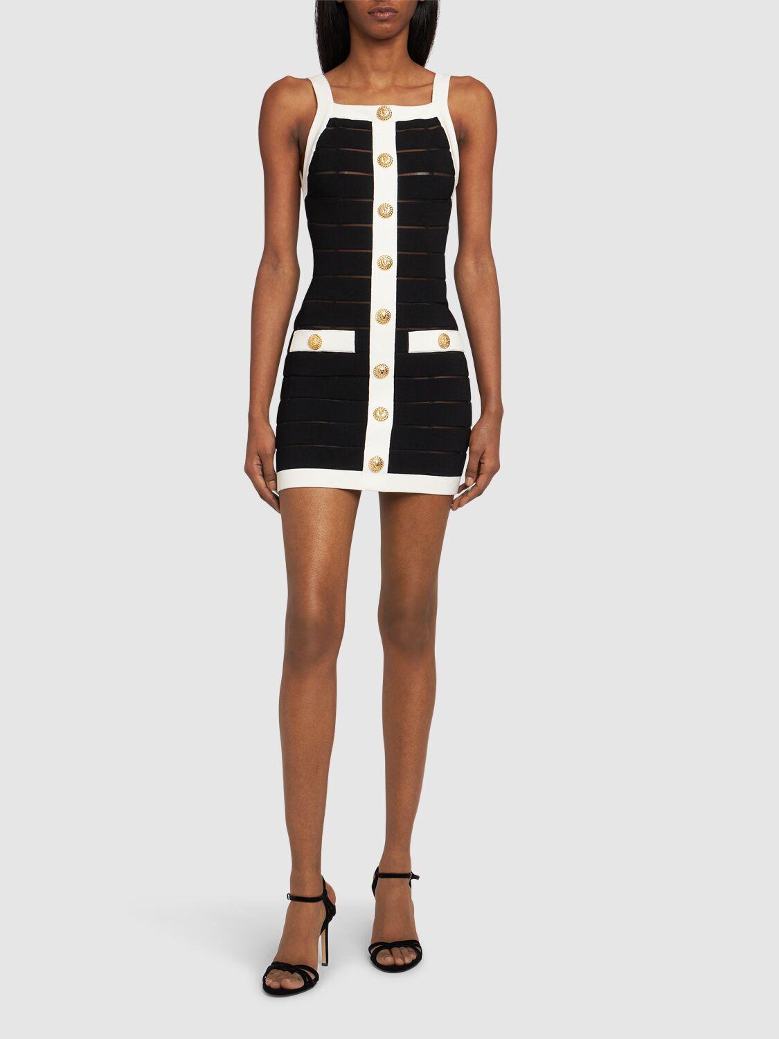 BALMAIN Stretch Viscose Mini Dress In Black Product Image