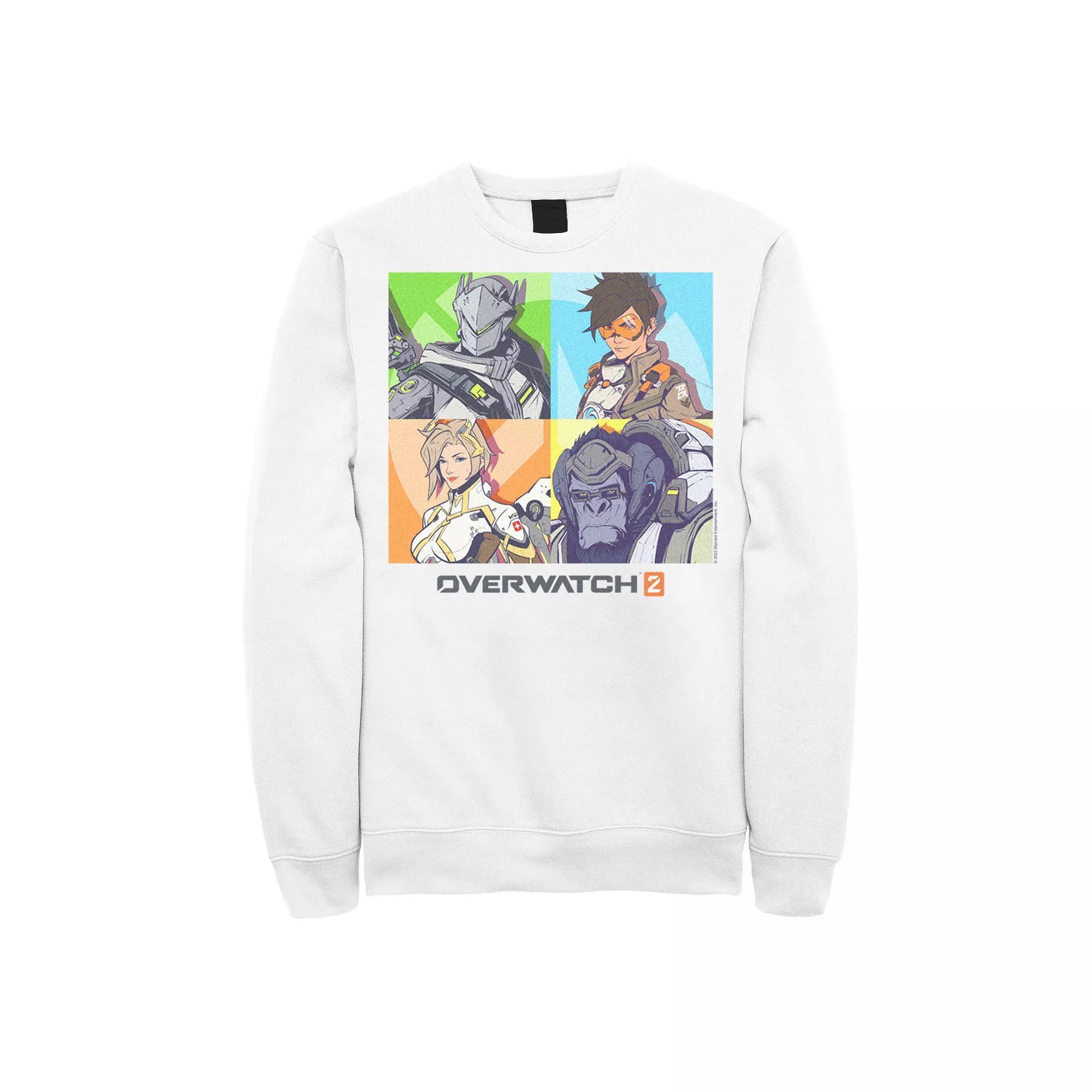 Men's Overwatch 2 Hero Group Shot Fleece Sweatshirt, Size: XL, White Product Image