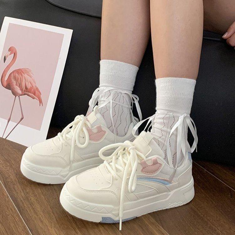 Platform Panel Mesh Sneakers Product Image