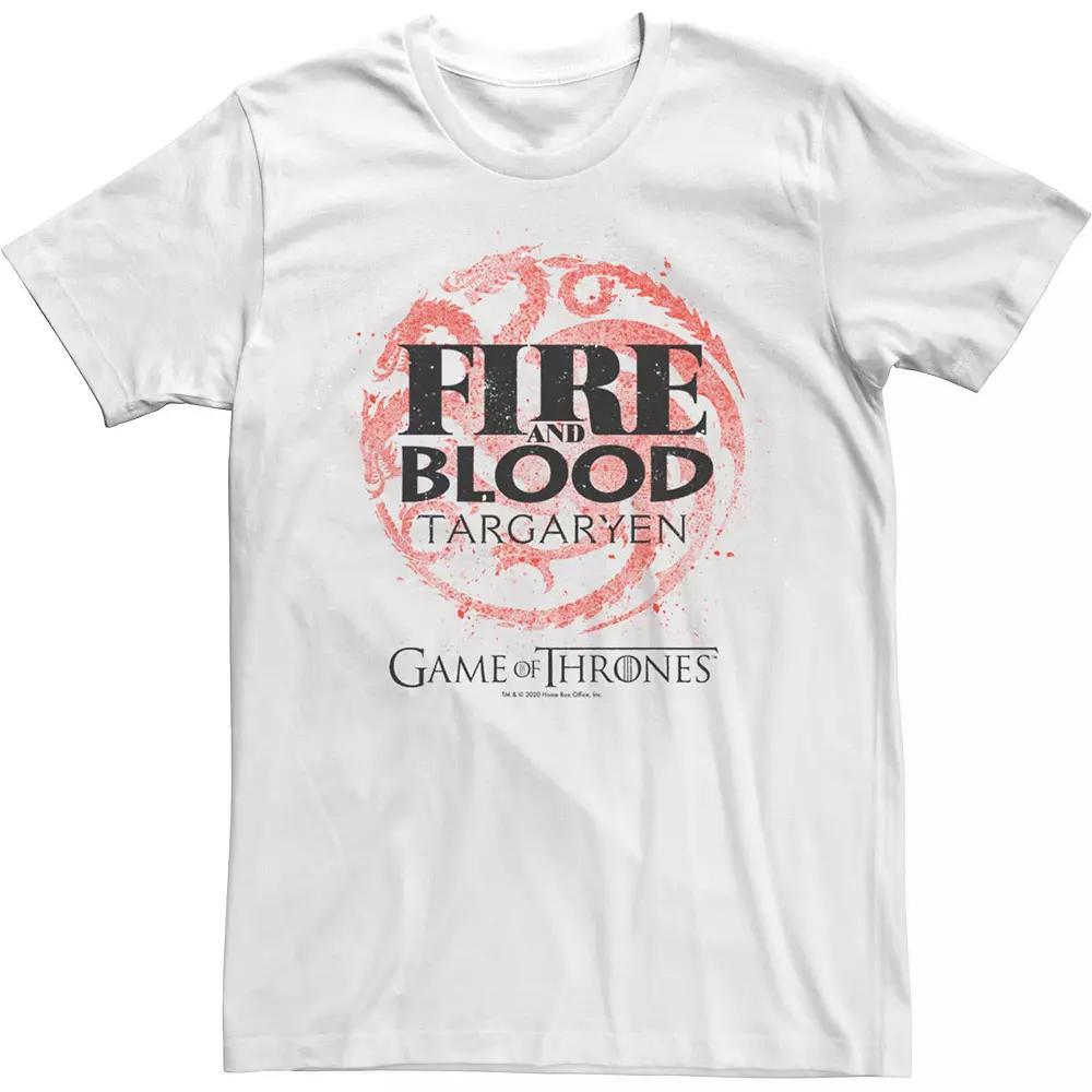 Men's Game Of Thrones Targaryen Fire And Blood Paint Splatter Tee, Size: 3XL, White Product Image