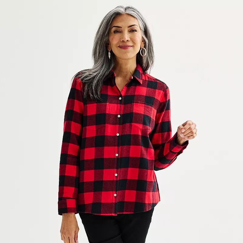 Women's Croft & Barrow® The Extra Soft Plaid Flannel Shirt, Size: XXL, Purple Fall Plaid Product Image