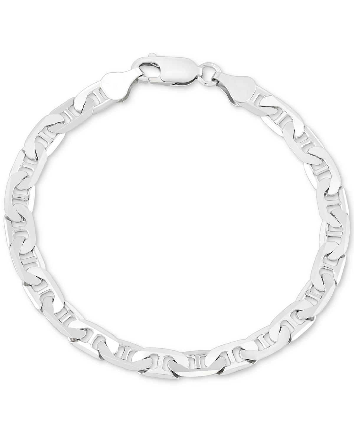 Mens Italian Silver Polished Mariner Link Chain Bracelet Product Image