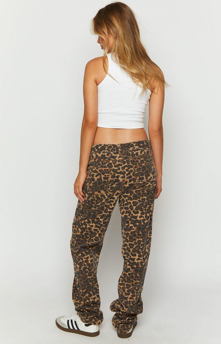 Lioness Carmela Leopard Print Straight Leg Jeans Product Image