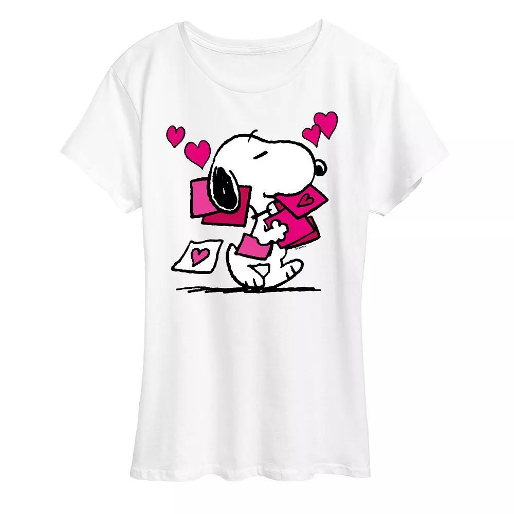 Women's Peanuts Snoopy Valentine's Cards Graphic Tee, Size: XL, White Product Image