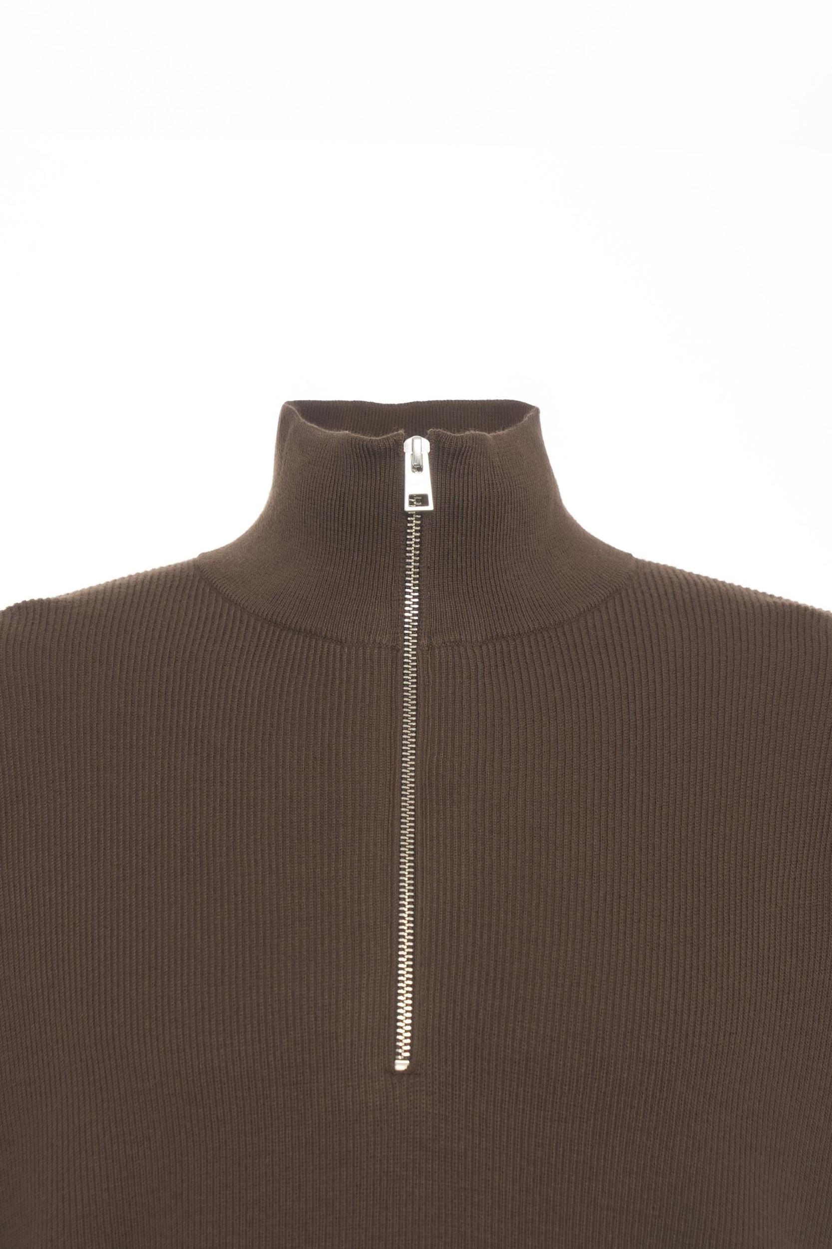 Ribbed knit pullover with half zip Product Image