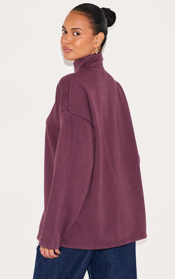 Plum Washed Quarter Zip Sweatshirt Product Image