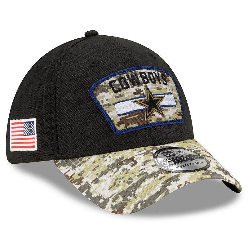 Men's New Era Black/Camo Dallas Cowboys 2021 Salute To Service 39THIRTY Flex Hat, Size: Small/Medium Product Image