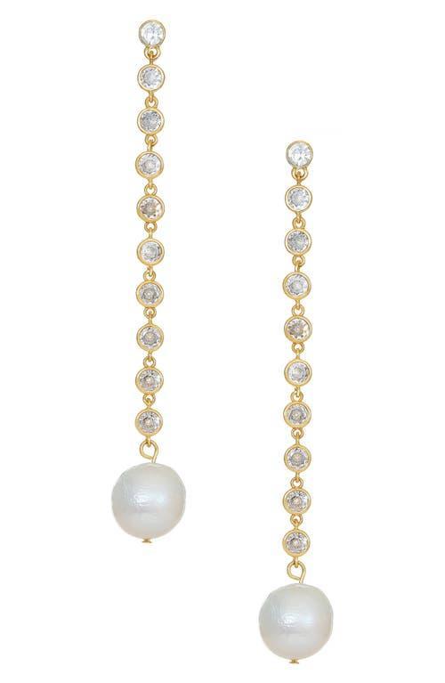 Ettica Cultured Freshwater Pearl & Crystal Linear Drop Earrings Product Image