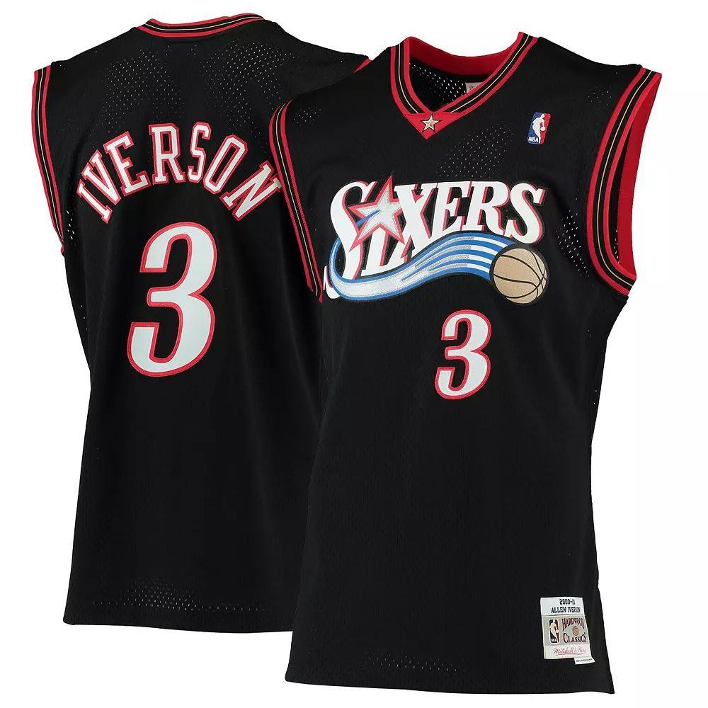 Men's Mitchell & Ness Allen Iverson Black Philadelphia 76ers 2000/01 Hardwood Classics Swingman Jersey,  Product Image