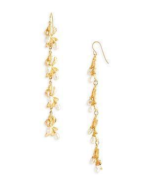 Kenneth Jay Lane Imitation Pearl Flower Linear Earrings Product Image