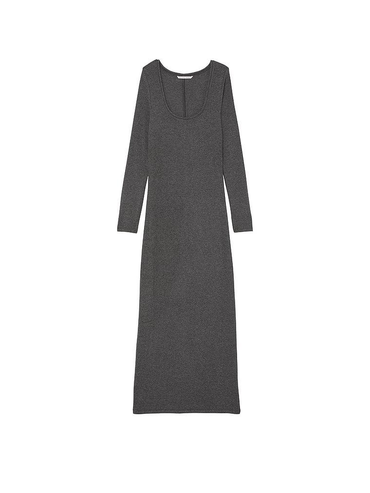 Ribbed Modal Long-Sleeve Slip Dress Product Image