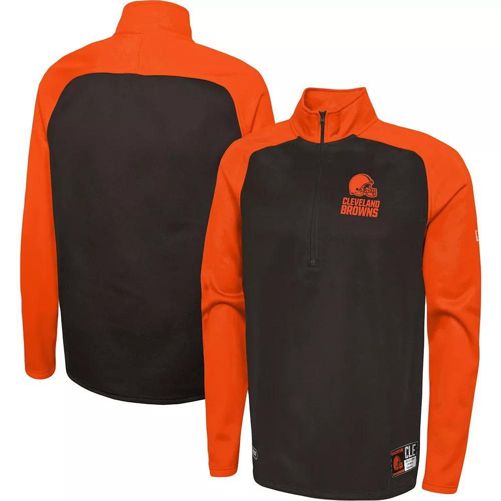 Men's New Era Brown Cleveland Browns Combine Authentic O-Line Raglan Half-Zip Jacket, Size: Small Product Image