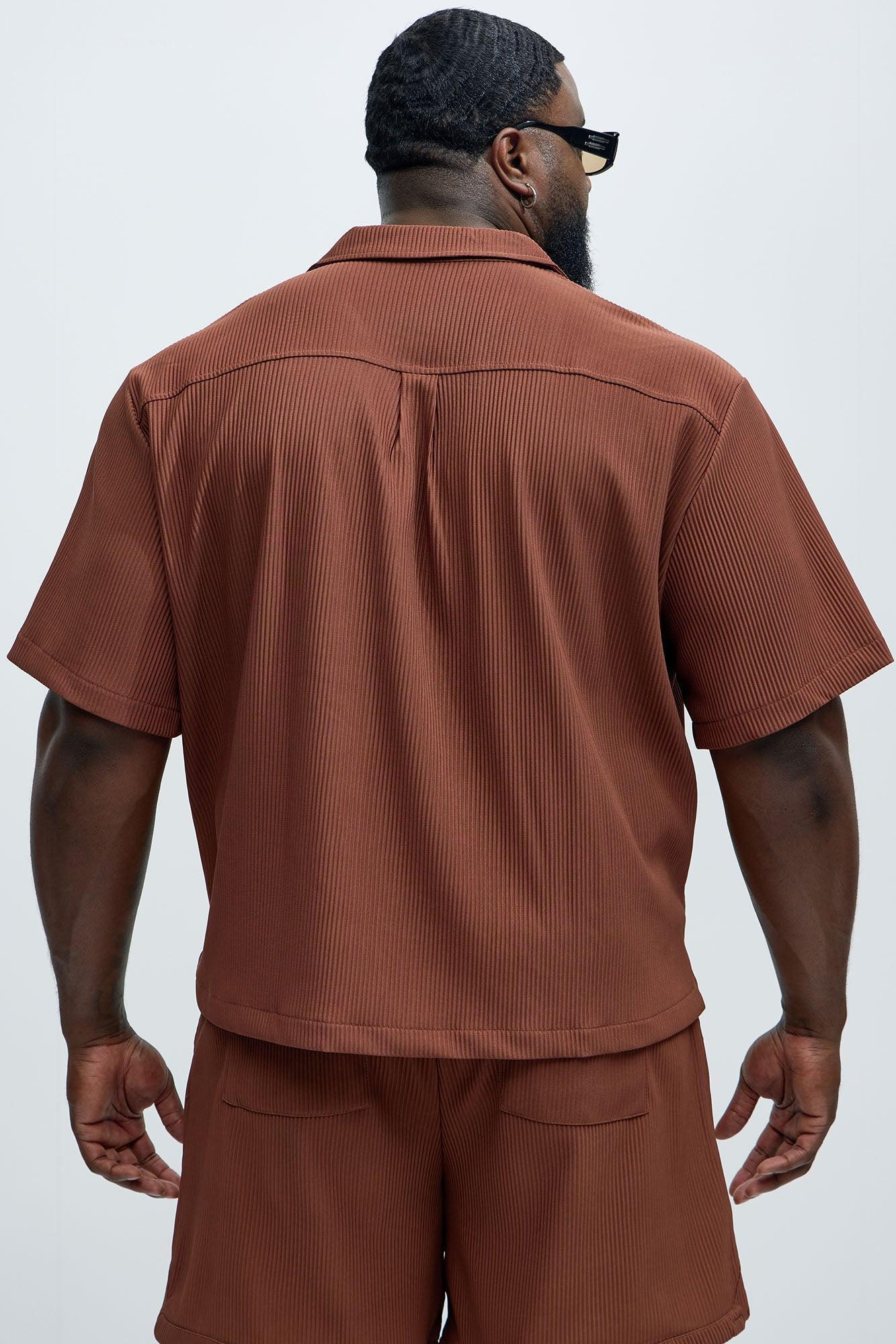 Show Up Short Sleeve Cuban Shirt - Chocolate Product Image