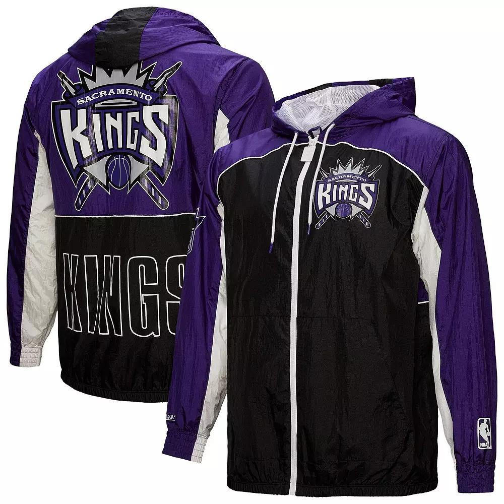 Mens Mitchell & Ness Black Sacramento Kings Hardwood Classics Big Shot Premium Full-Zip Windbreaker Jacket Product Image