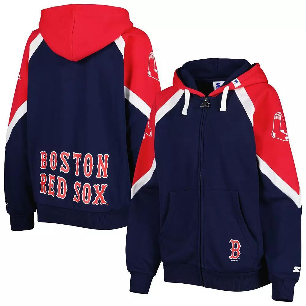 Women's Starter Navy/Red Boston Red Sox Hail Mary Full-Zip Hoodie, Size: Small, Blue Product Image