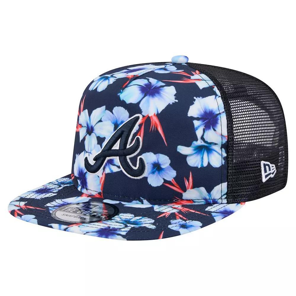 Men's New Era Navy Atlanta Braves Adventure Pattern Golfer Trucker Snapback Hat, Blue Product Image