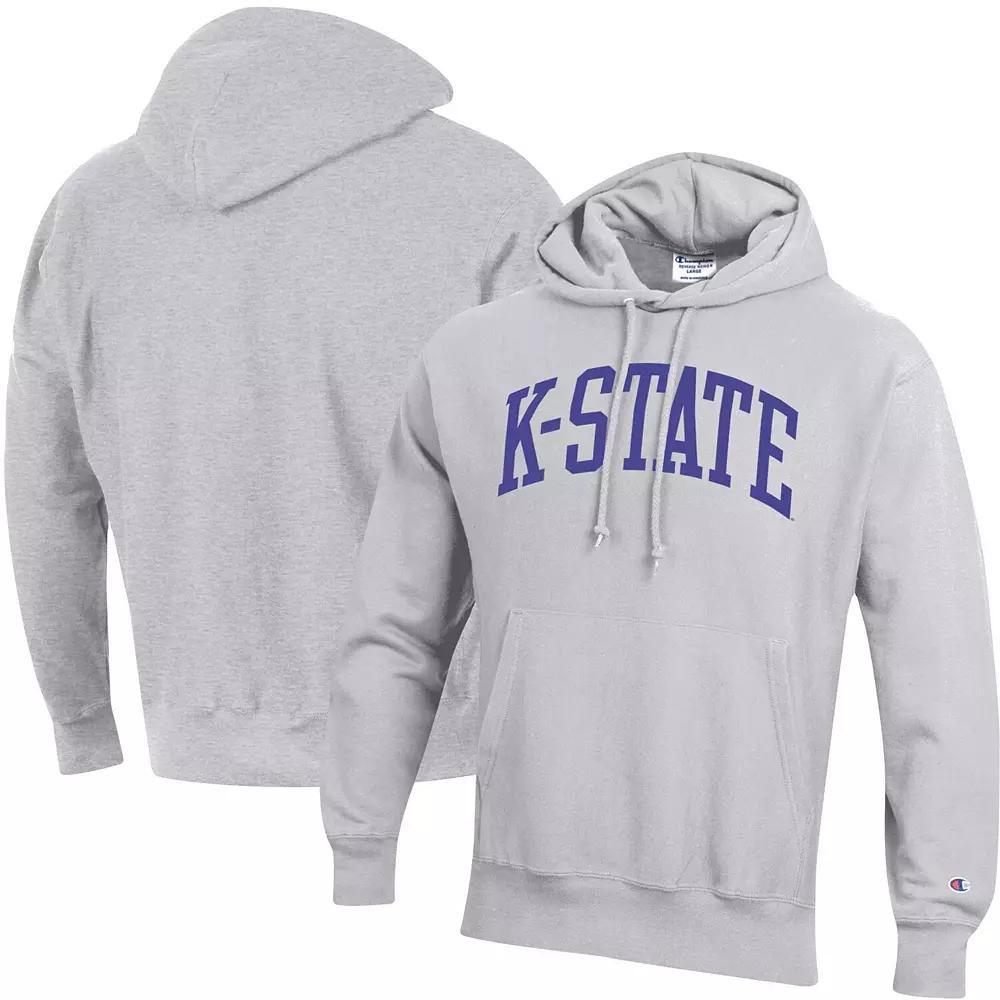 Men's Champion Heathered Gray Kansas State Wildcats Team Arch Reverse Weave Pullover Hoodie,  Product Image
