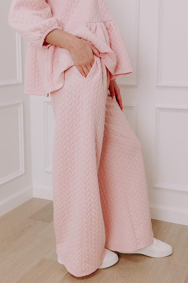 Chic A La Mode High Waist Knit Pants in Pink Product Image