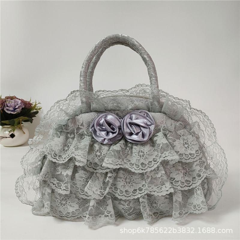 Flower Accent Lace Bowler Bag Product Image