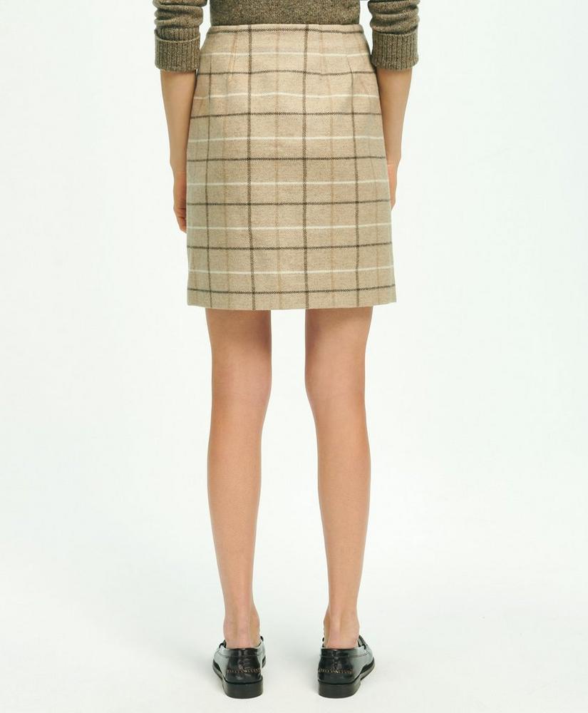 Wool Blend Windowpane Fringed Wrap Skirt Product Image