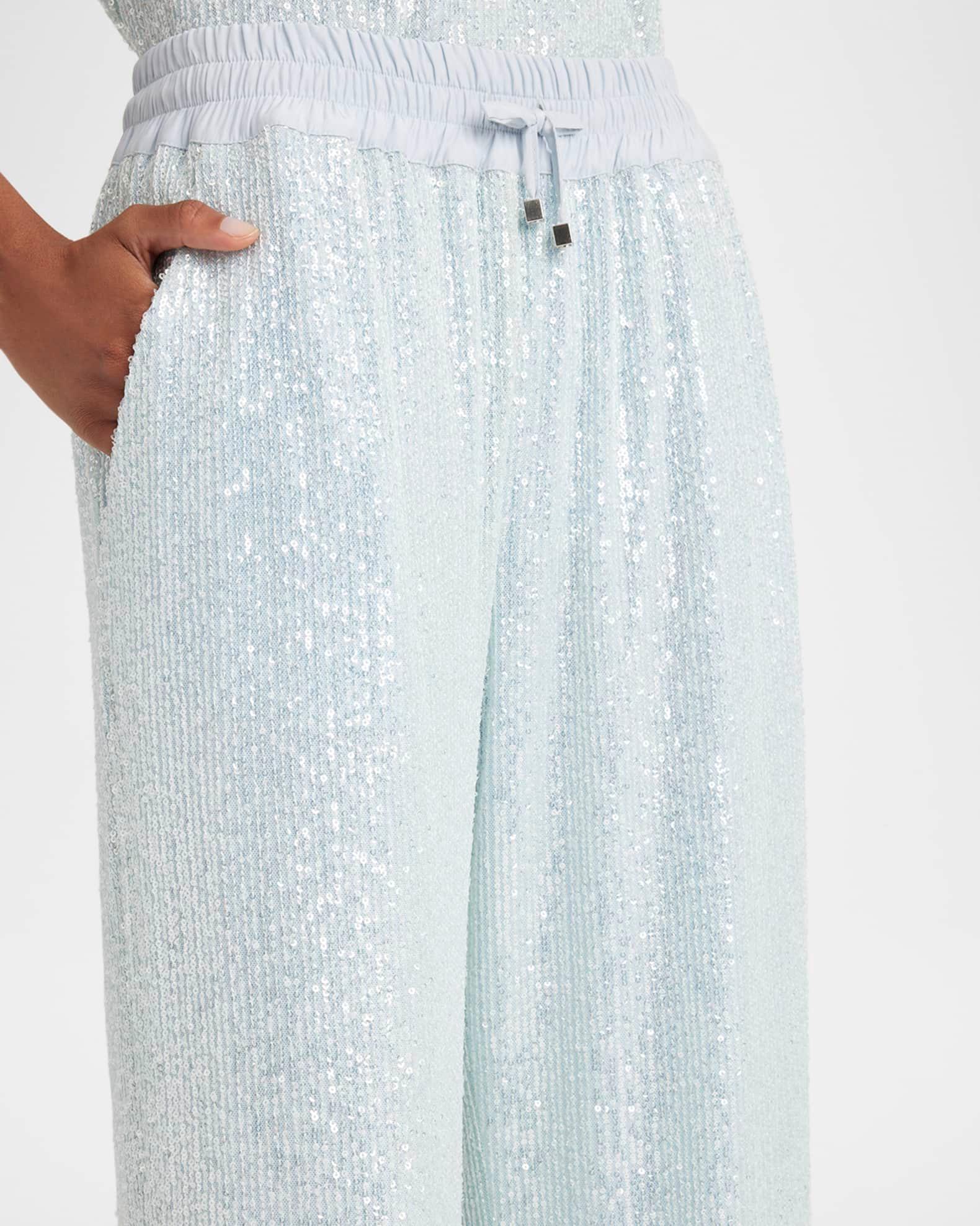 Sequined Straight-Leg Drawstring Pants Product Image