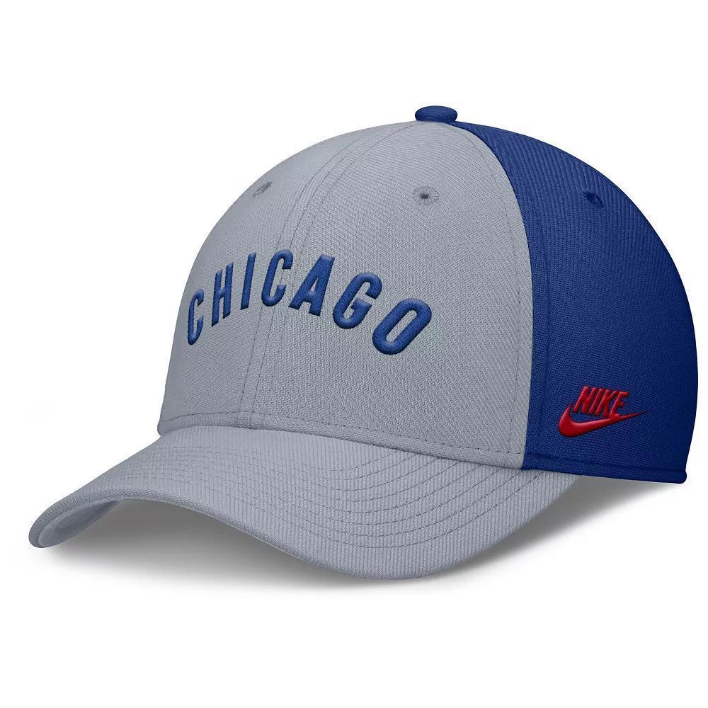 Mens Nike Gray/Royal Chicago Cubs Rise Swoosh Performance Flex Hat Product Image
