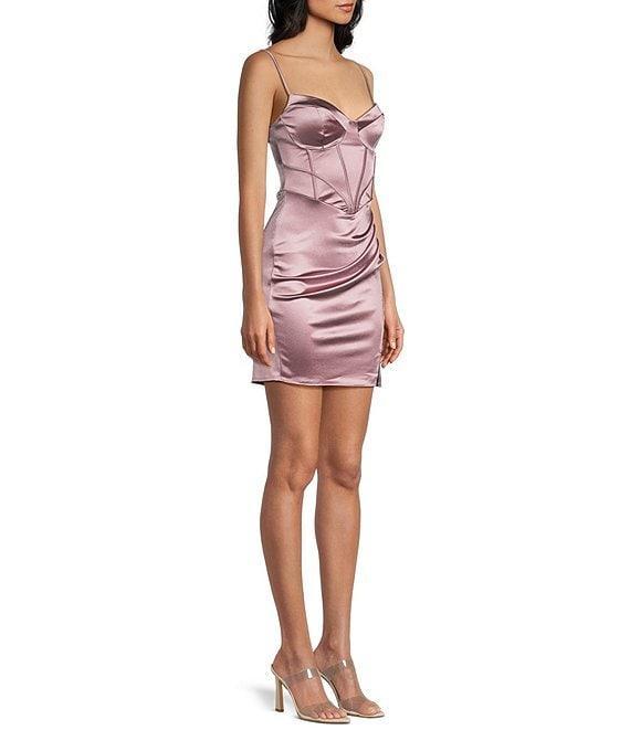 B. Darlin Sweetheart Neck Spaghetti Strap Front Slit Dress Product Image