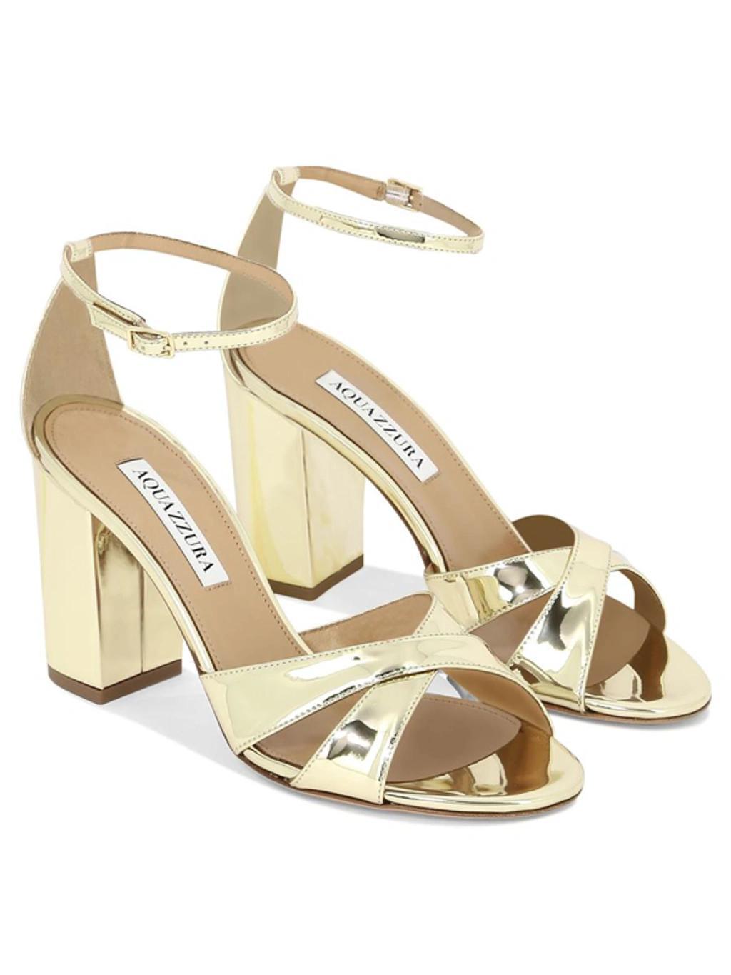 Divine Metallic Crisscross Sandals In Soft Gold Product Image