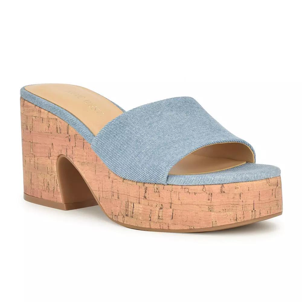 Nine West Barta Women's Open Toe Wedge Sandals, Size: 10, Light Blue Blue Product Image