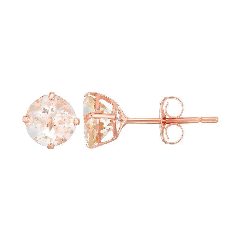 14k Rose Gold Morganite Stud Earrings, Women's, 14k Pink Product Image