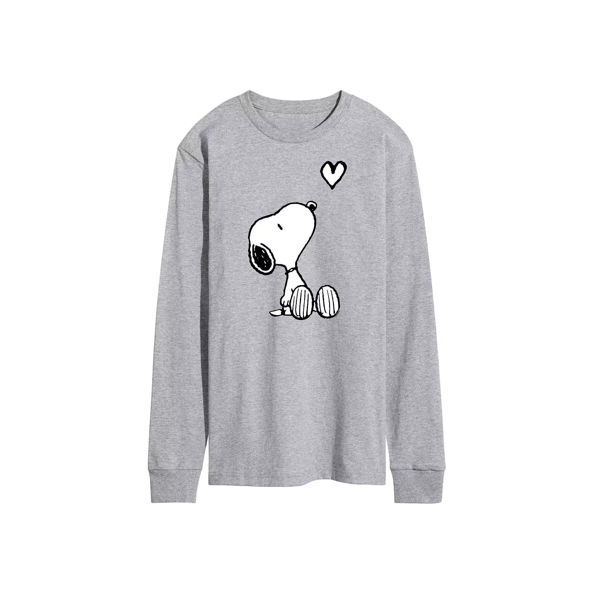Men's Peanuts Snoopy Heart Long Sleeve Graphic Tee,  Product Image