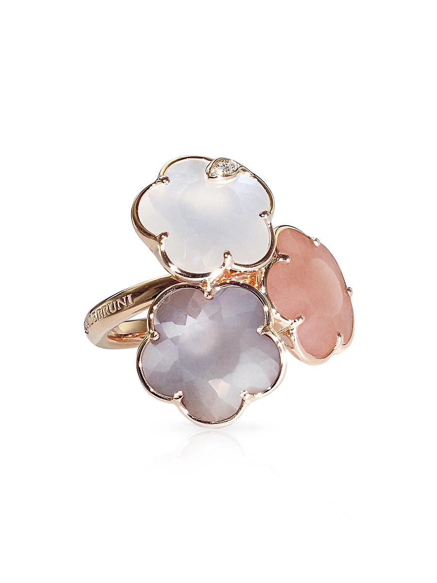 Womens Bouquet Lunaire 18K Rose Gold, Diamond & Moonstone Ring Product Image