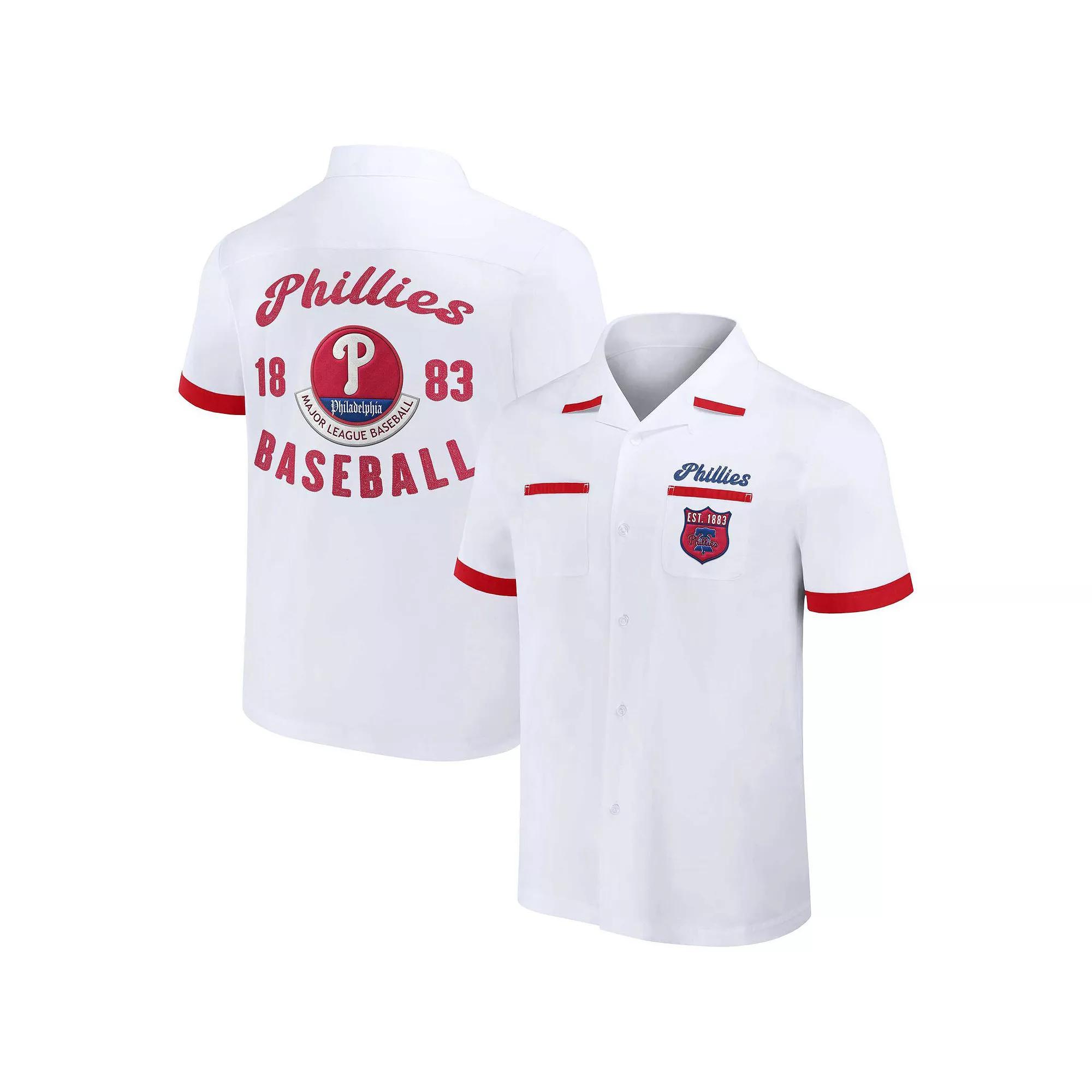 Men's Darius Rucker Collection by Fanatics White Philadelphia Phillies Bowling Button-Up Shirt,  Product Image