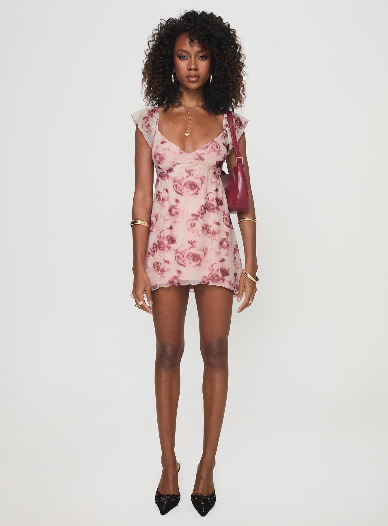 Trigg Mini Dress Pink Floral Product Image