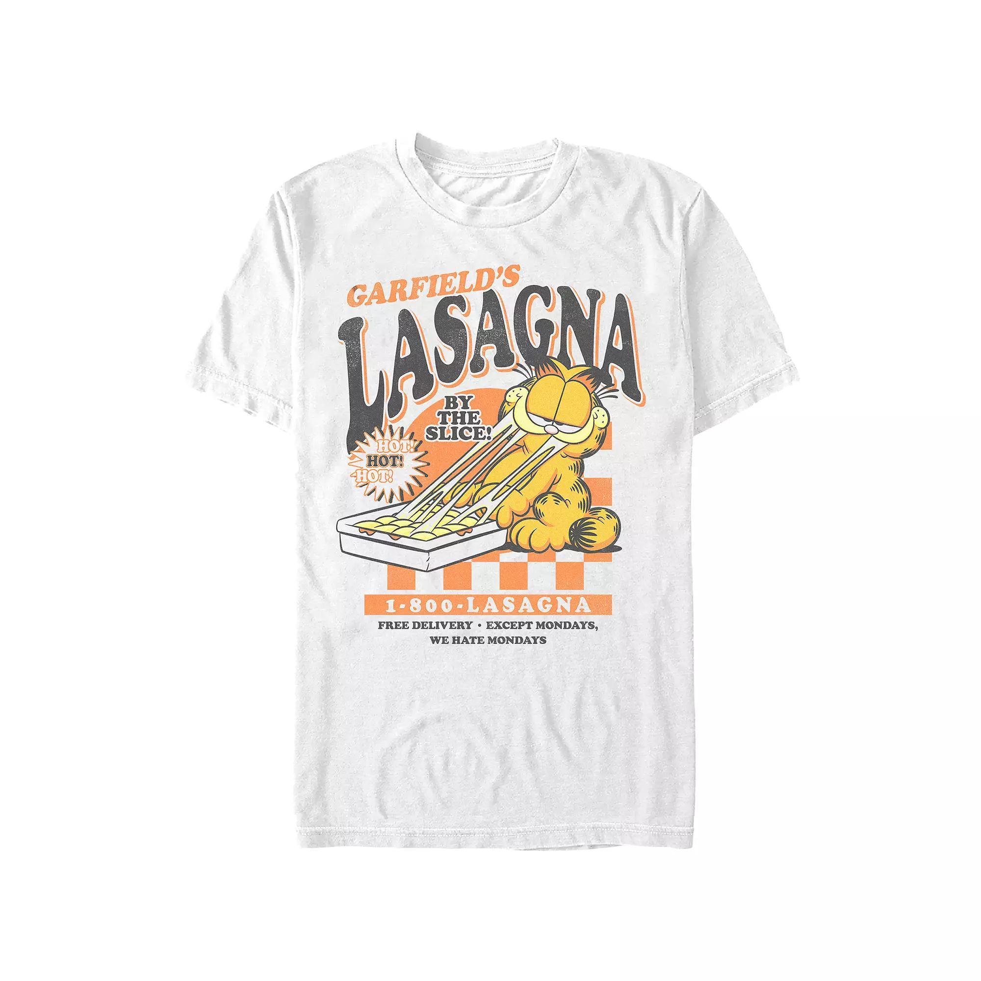 Men's Garfield's Lasagna By The Slice Graphic Tee, Size: Medium, White Product Image