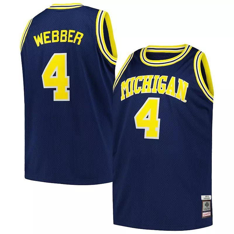 Men's Mitchell & Ness Chris Webber Navy Michigan Wolverines Big & Tall Swingman Jersey, Size: 2XLT, Blue Product Image