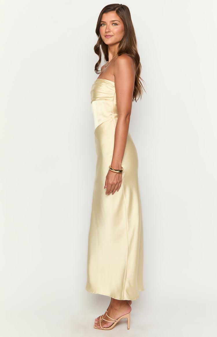 Tasha Yellow Strapless Maxi Dress Product Image