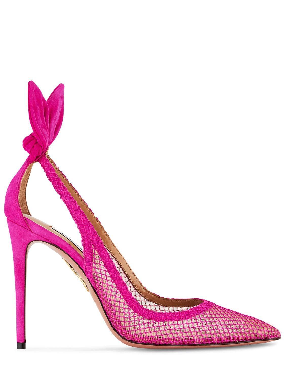 100mm Bow Tie Mesh Pumps In Pink Product Image