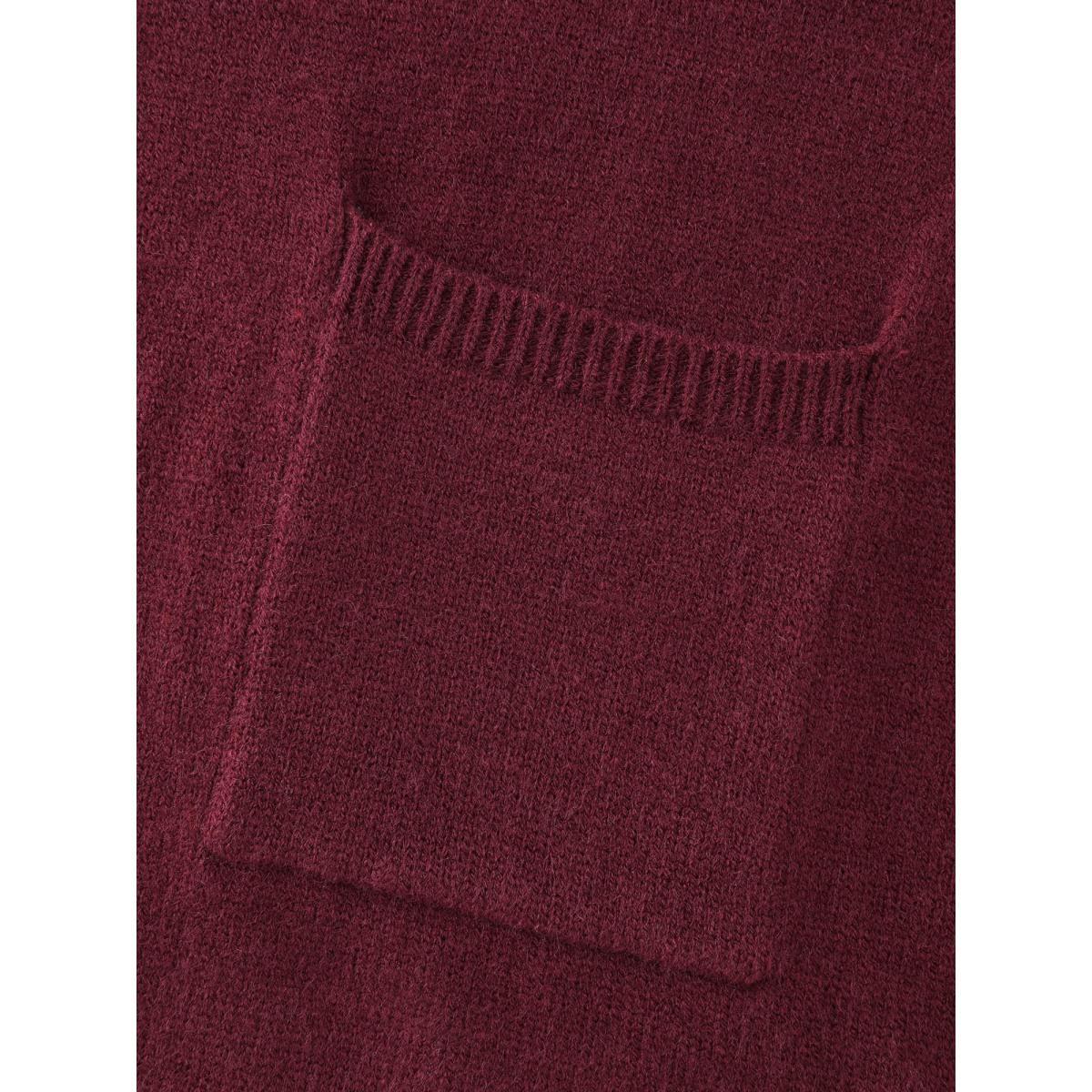 Plus Size Half-Zip Hooded Sleeveless Pocketed Pullover Burgundy Women Leisure Loose Sleeveless Hooded Casual Pullovers BloomChic 26/4X Product Image